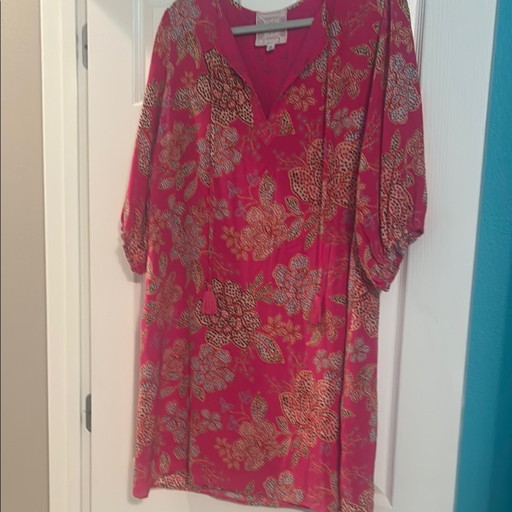 100% Silk Johnny Was Pink Mini Dress